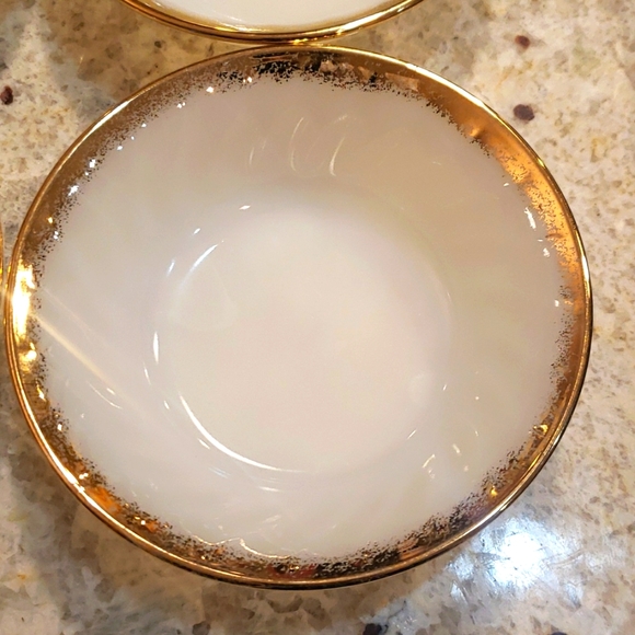 Fire King Milk Glass Gold Rimmed Bowls - Picture 5 of 9